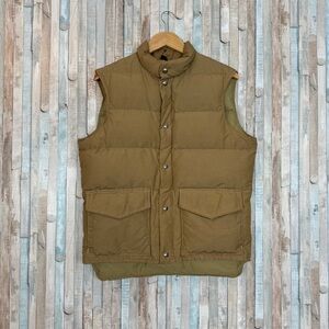 Woolrich M Vintage Down Filled Zip Up Puffer Vest Sleeveless Classic Utility Tan